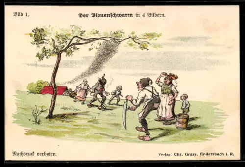 AK ein Bienenschwarm folgt einem Imker aufs Feld