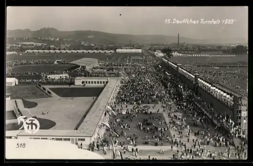 AK Stuttgart, Deutsches Turnfest 1933, Stadiongelände mit Publikum aus der Vogelschau