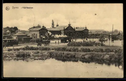 AK Ypres, la Station, Blick zum Bahnhof