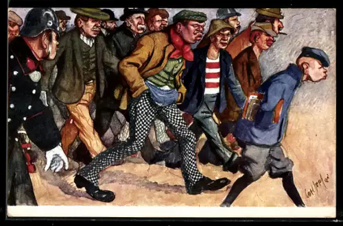 Künstler-AK Carl Josef Pollak: Wien, Aufzug der Burgwache, Wiener Typen