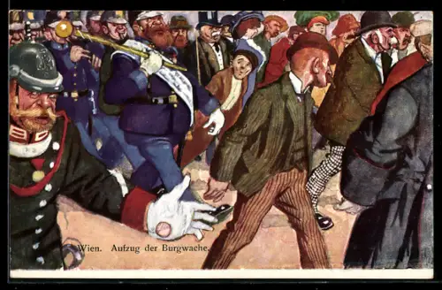 Künstler-AK Teodor Axentowicz: Österreicher bei Parade