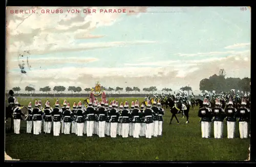 AK Berlin, Gruss von der Parade, Militäraufzug