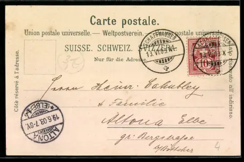 Mondschein-Lithographie Rheinfall, Rheinfall bei Vollmond