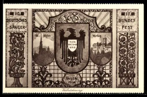 AK 10. Deutsches Sängerbundesfest, St. Stefan und Wartburg