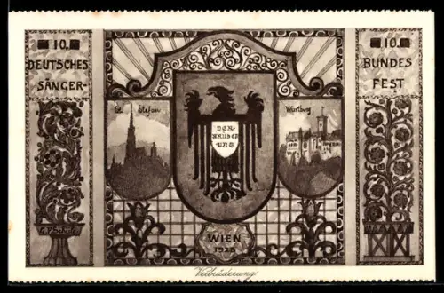 AK 10. Deutsches Sängerbundesfest, St. Stefan und Wartburg