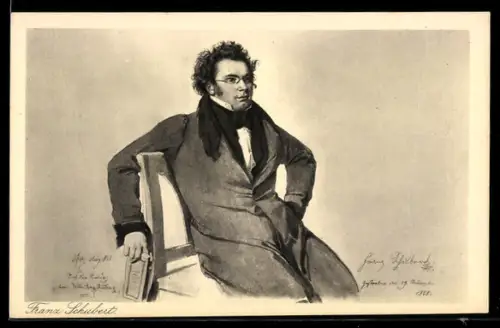 AK Franz Schubert auf einem Stuhl