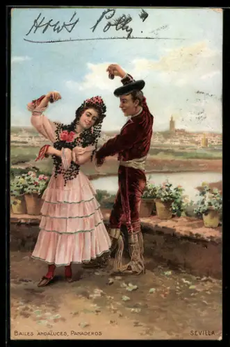 AK Junges Pärchen tanzt den Flamenco