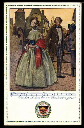 Künstler-AK Karl Friedrich Gsur, Deutscher Schulverein Nr. 40: Streitendes Paar: Was hab ich denn meinem...