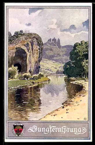 AK Deutscher Schulverein NR: 228, Jungfernsprung, Partie am Wasser