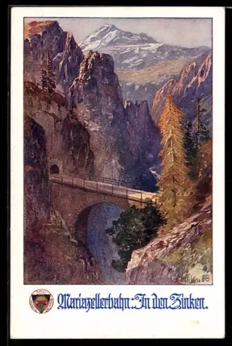 AK Mariazell, Mariazellerbahn: In den Zinken, Deutscher Schulverein