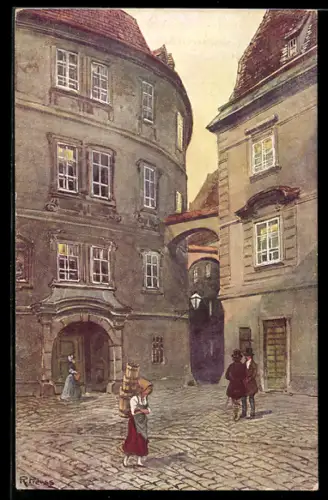 Künstler-AK R. Preuss: Wien, Griechengasse, Griechen Beisel