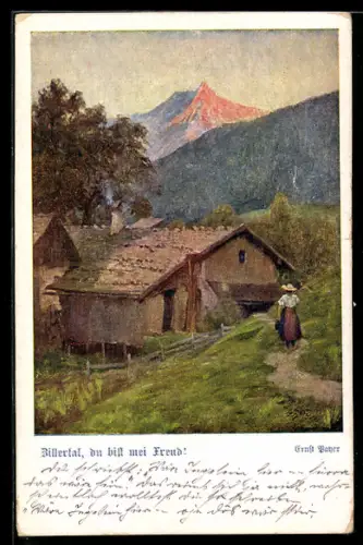 AK Deutscher Schulverein NR 1348: eine Hütte im Billertal