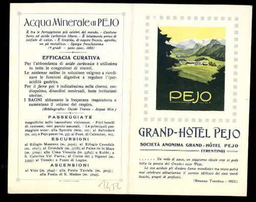 Vertreterkarte Pejo /Trentino, Grand Hotel Pejo, Ansicht des Hotels