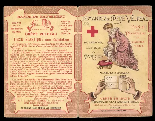 Vertreterkarte Paris, Pharmacie Centrale de France, Rue des Normains d`Hyeres, Crêpe Velpeau