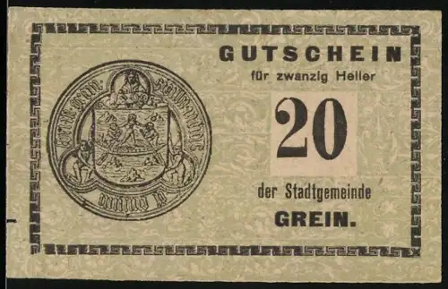 Notgeld Grein 1920, 20 Heller, Wappen von Grein