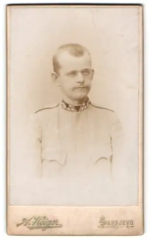 Fotografie A. Hoiger, Sarajevo, Franz-Josefstr. 54, Feldwebel der k.u.k. Eisenbahntruppen in Uniform