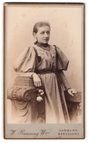 Fotografie W. Breuning Wwe, Hamburg, Bergstrasse 26, Porträt einer jungen Frau in elegantem Kleid