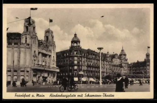 AK Frankfurt a. M., Hindenburgplatz mit Schumann-Theater