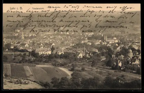AK Lahr i. B., Totalansicht des Ortes mit Kirche