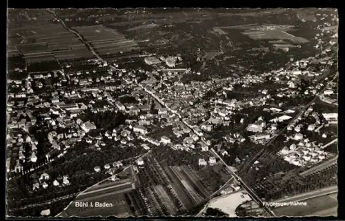 AK Bühl i. Baden, Ortsansicht, Flugzeugaufnahme