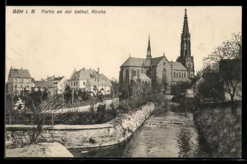 AK Bühl i. B., Partie an der kathol. Kirche