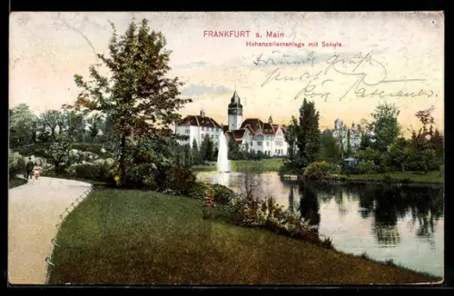 AK Frankfurt-Westend, Hohenzollernanlage mit Victoriaschule