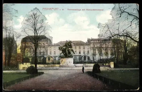 AK Frankfurt /Main, Taunusanlage mit Bismarckdenkmal