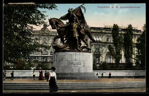 AK Frankfurt, Bismarckdenkmal mit Kindern
