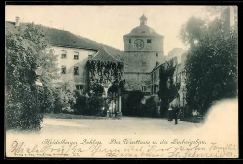 AK Heidelberg, Heidelberger Schloss, Wartturm und der Ludwigsbau