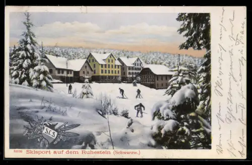 AK Ruhestein /Schwarzw., Hotel und Skisport auf dem Ruhestein