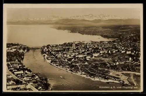 AK Konstanz a. B., Ortsansicht vom Flugzeug aus