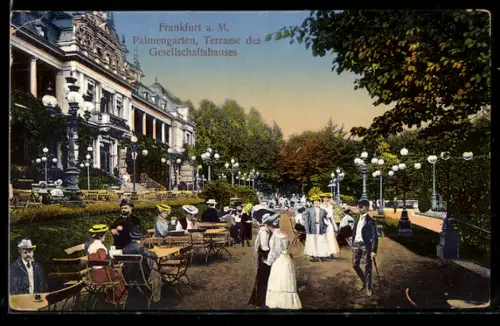 AK Frankfurt-Westend, Palmengarten, Terrasse des Gesellschaftshauses