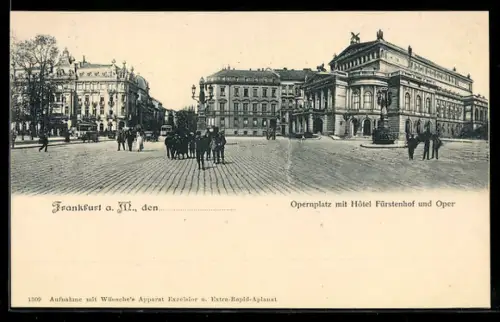 AK Frankfurt a. M., Opernplatz mit Hotel Fürstenhof und Oper