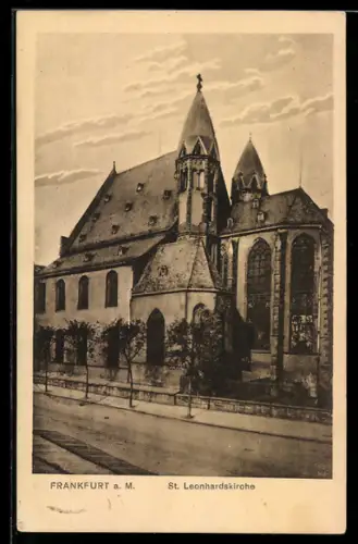 AK Alt-Frankfurt, Strassenpartie an der St. Leonhardskirche