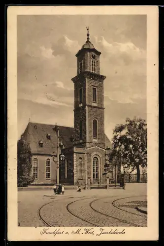 AK Frankfurt-Bockenheim, Strassenpartie an der Jacobskirche
