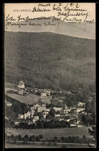 AK Bad Landeck, Totalansicht mit Umgebung aus der Vogelschau
