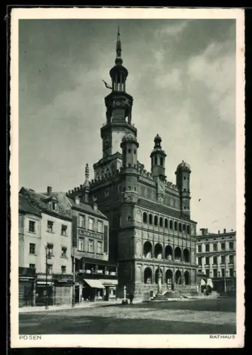 AK Posen / Poznan, Teilansicht mit Rathaus