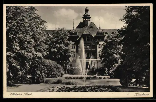 AK Bad Altheide, Kurhaus mit Fontäne