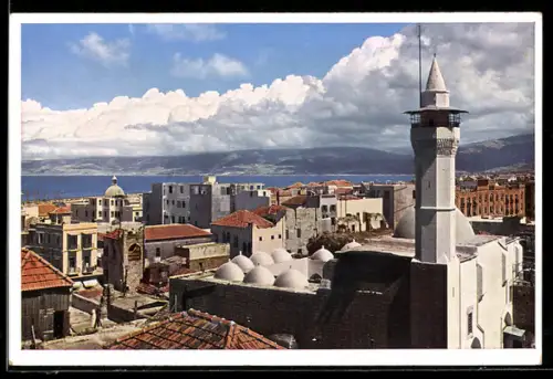 AK Beirut, Stadtansicht mit Moschee en-Noufara