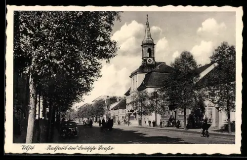 AK Tilsit, Rathaus und Deutsche Strasse