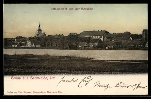 AK Bärnwalde /Nm., Totalansicht von der Seeseite