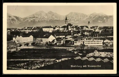 AK Krainburg, Totalansicht mit Brücke u. Karawanken