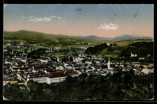 AK Cilli, Gesamtansicht mit Umgebung aus der Vogelschau
