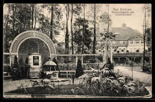 AK Bad Kudowa, Hellmuthquelle mit Charlottenbad