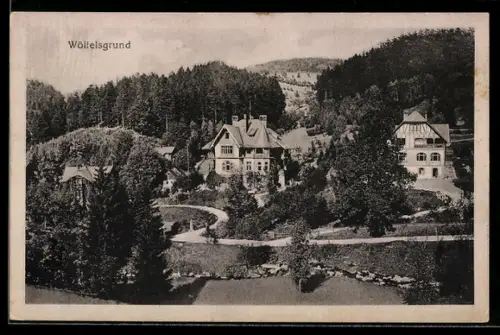 AK Wölfelsgrund, Ortsansicht mit Strasse