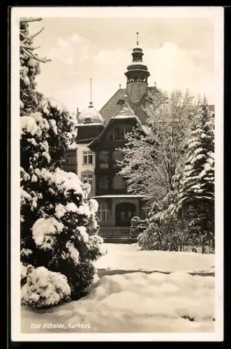 AK Bad Altheide, Kurhaus im Schnee