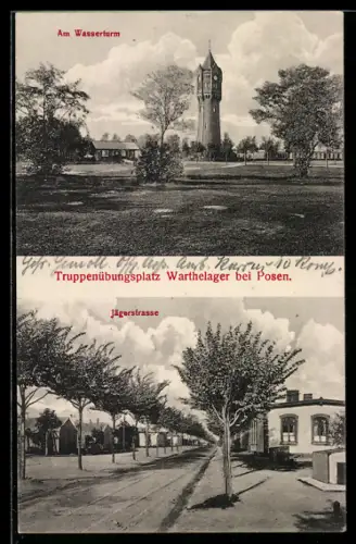 AK Warthelager, Truppenübungsplatz, Am Wasserturm, Jägerstrasse