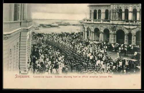 AK Singapore, Commercial Square, Soldiers returning from an official reception Johnson Pier