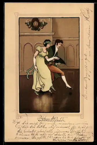 Künstler-AK Ethel Parkinson: Paar schwingt das Tanzbein auf dem Parkett im Ballsaal