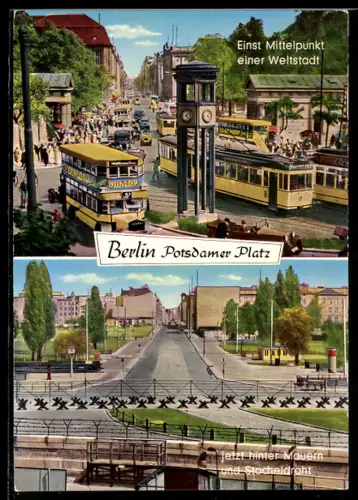 AK Berlin, Potsdamer Platz vor nach dem Mauerbau